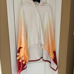Demon Slayer Rengoku White and Orange Hooded Poncho